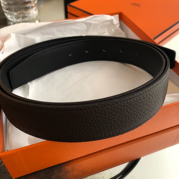 Black/Brown hermes belt strap only (no buckle) - Picture 3 of 4